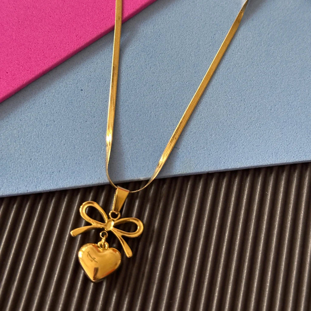 Bow Knot Heart Necklace