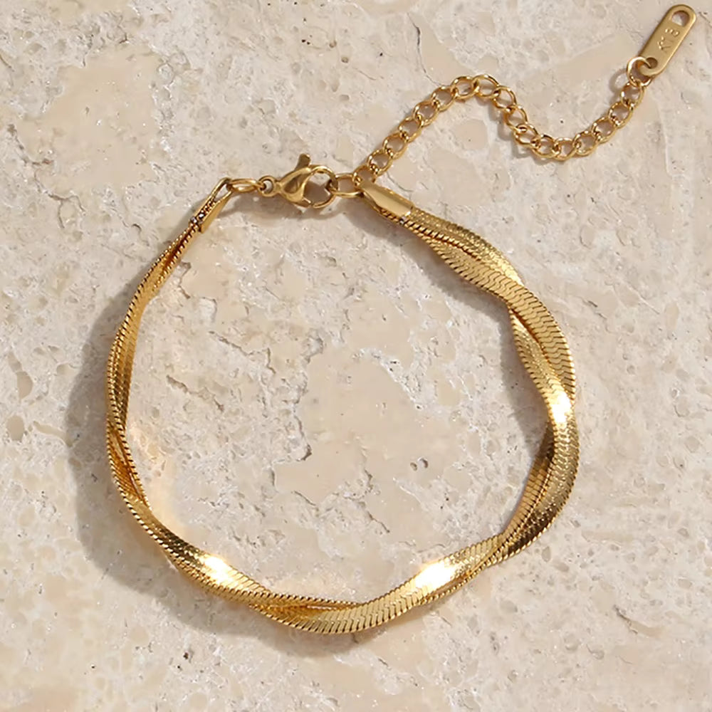 Double Layer Woven Snake Chain Bracelet