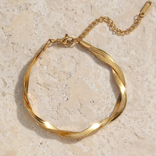 Double Layer Woven Snake Chain Bracelet