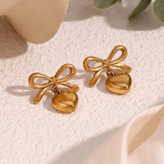 Bow-Hearted Earrings